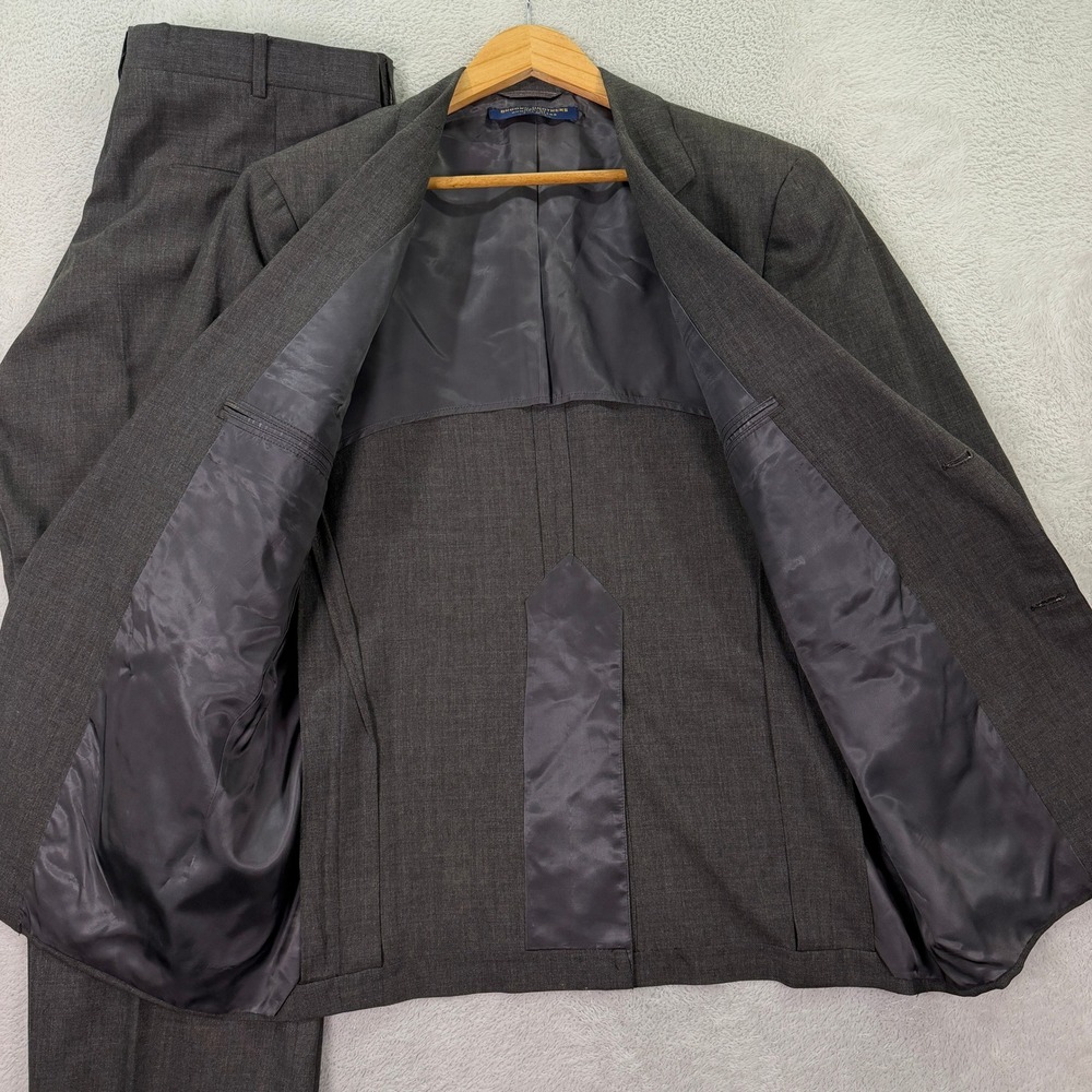Vintage 80s Brooks Brothers Mens 42XS Slim Fit Gray Wool 2-Piece Suit 34x27 EUC - Picture 4 of 16